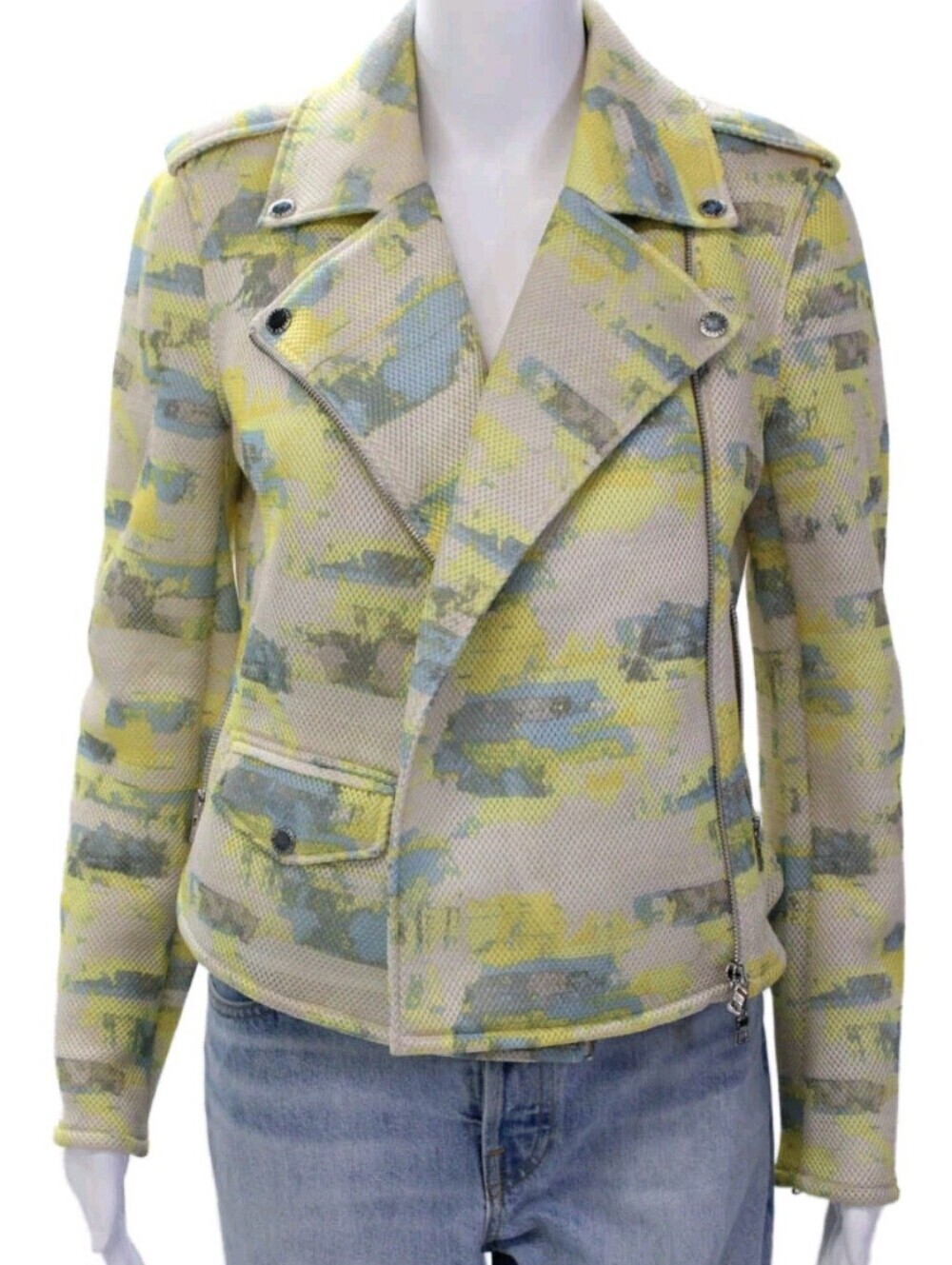 Armani Exchange Size S Abstract Mesh Moto Jacket